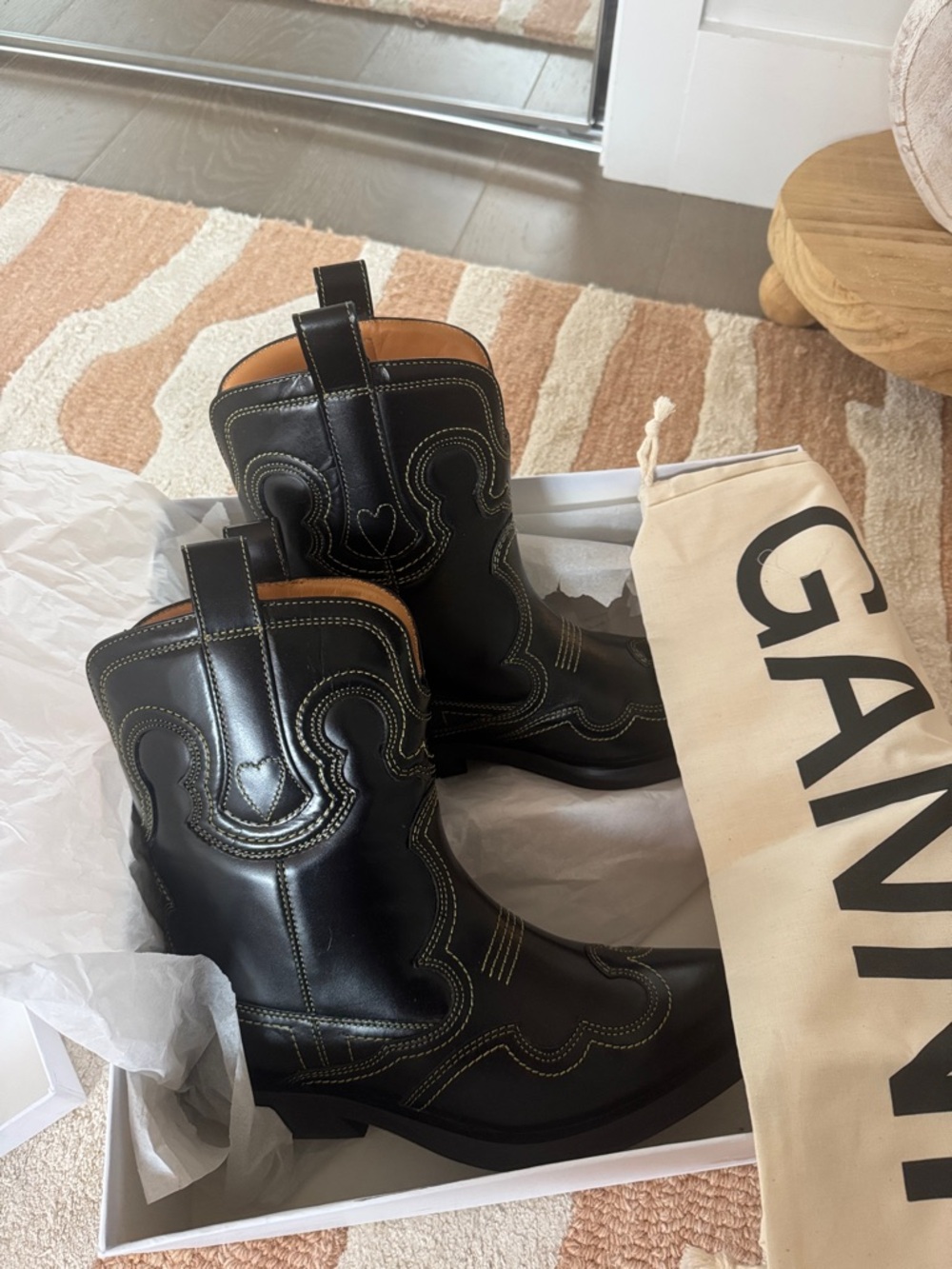 GANNI (EU 36) Black Western Embroidered Boots (never worn/in original packaging) - Picture 4 of 4